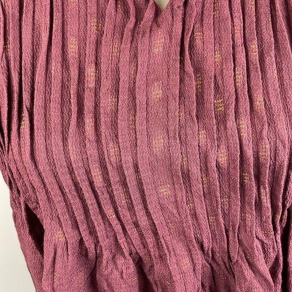 Versona Cropped Blouse SZ S Ruffle Sleeves Maroon with Gold Sparkles - Picture 4 of 11